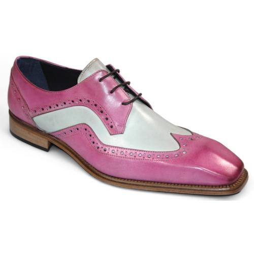 Duca Di Matiste "Saranno" Pink/Bone Genuine Italian Calf Leather Lace-Up Dress Shoes.